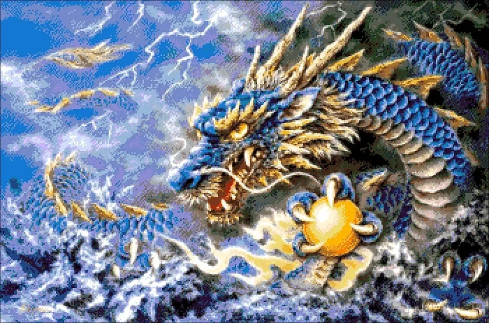 Blue Dragon - Bead Embroidery Kit