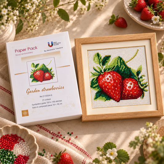 Garden Strawberries - Mini Bead Embroidery Kit