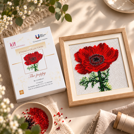 The Poppy - Mini Bead Embroidery Kit