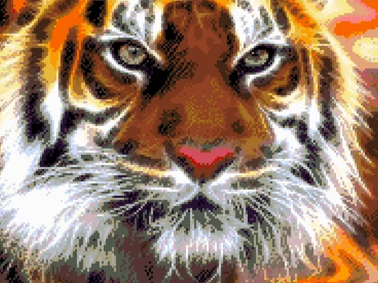 Beadsology Amur Tiger bead embroidery kit featuring a detailed close-up portrait of a tiger with vibrant orange fur.
