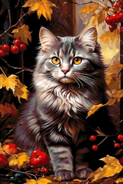 Cat In Leaves - Bead Embroidery Kit