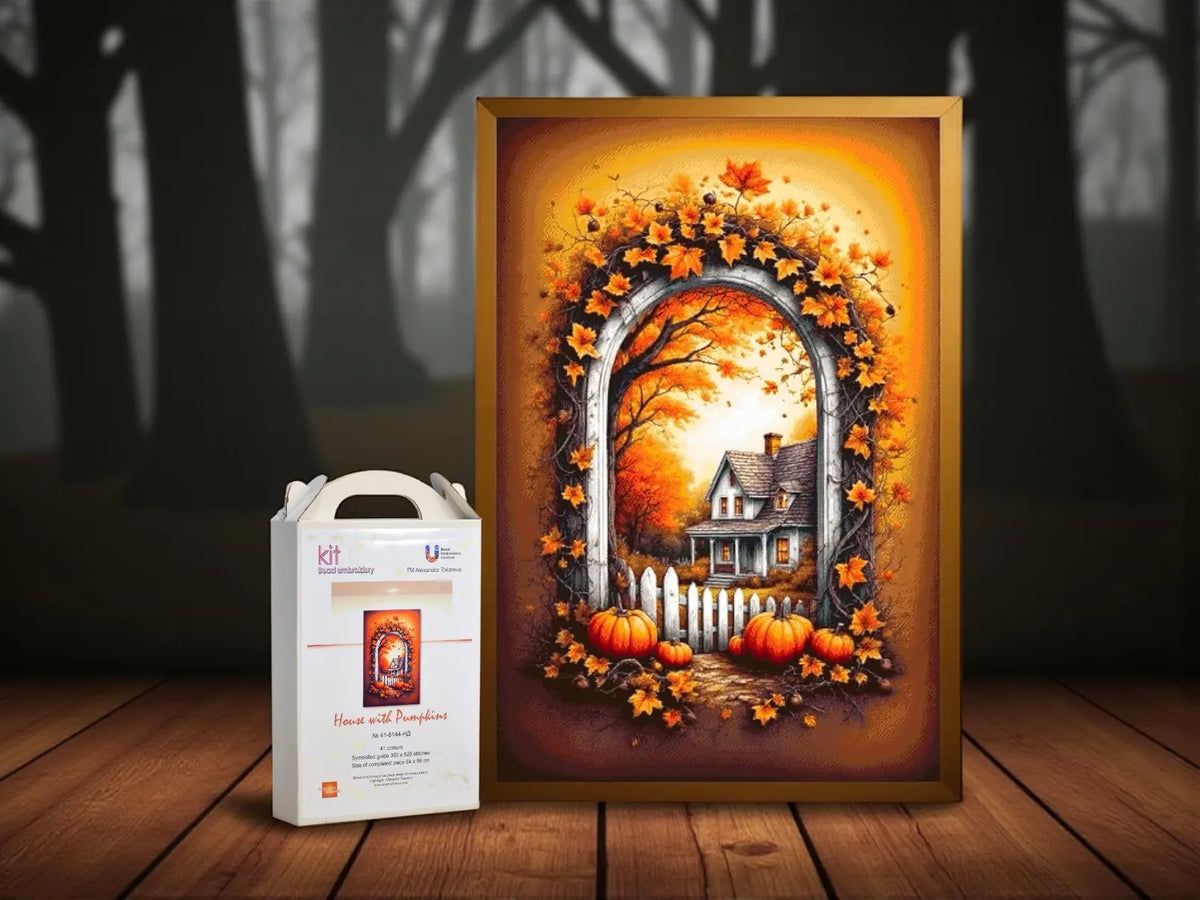 House with Pumpkins - Bead Embroidery Kit