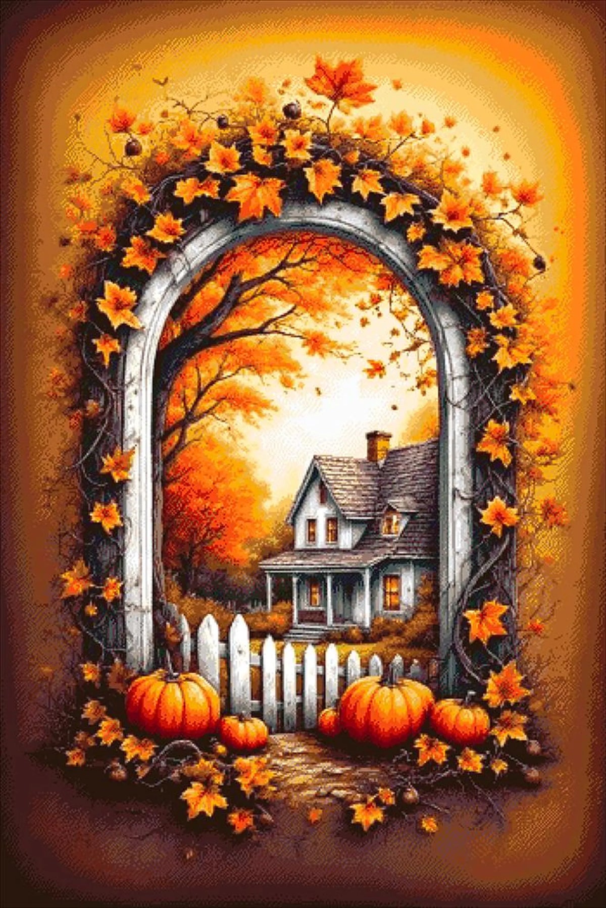 House with Pumpkins - Bead Embroidery Kit