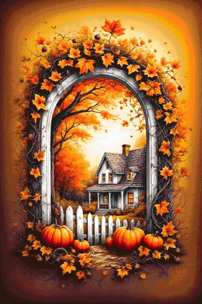 House with Pumpkins - Bead Embroidery Kit