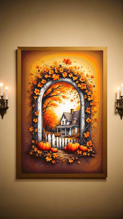House with Pumpkins - Bead Embroidery Kit